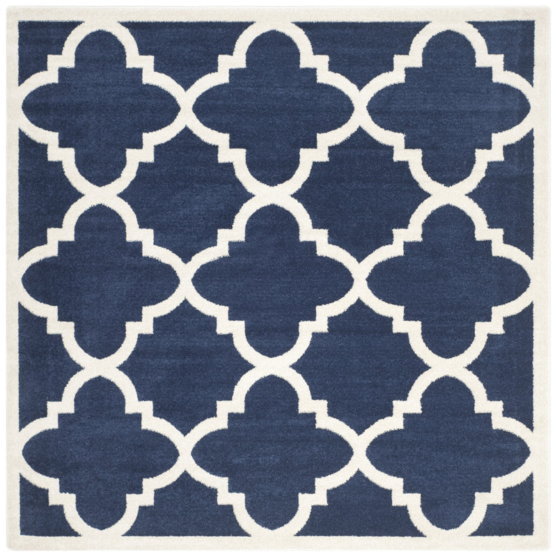 Tapis bleu marine / beige Ammundsen, Carré 7 pi