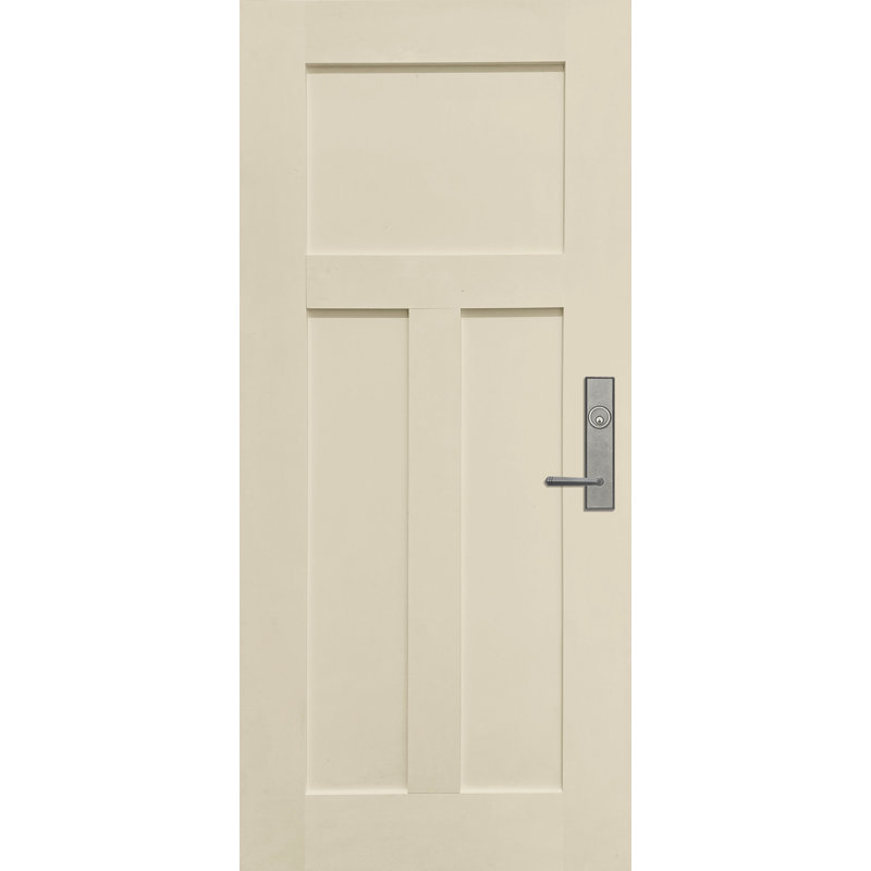 Shaker Craftsman Mahogany FiberCraft Front Door, 95.25" H x 35.75" W x 1.75" D, Right Hand/Inswing, Arcade White