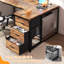 Petit bureau d'ordinateur en L avec 3 tiroirs, lumières à DEL, prise de courant et support pour écran-2003559059-2003559058
