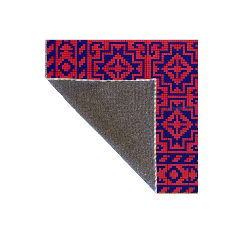 Ethnic Patterned Woven Base Rug Machine Washable, Rectangle 5'1" x 7'7" Rud Pad Included