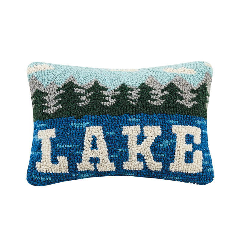 Lake Wool Hook Pillow for Cabin or Lake House - 8x12"