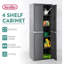 Armoire à 4 tablettes, rangement utilitaire verrouillable avec tablettes réglables, étagère en plastique gris pour organiser le garage, le garde-manger, le sous-sol, la salle de lavage ou le vestibule