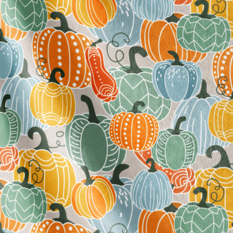  Couverture en velours moelleux et citrouille, Vert/gris/jaune