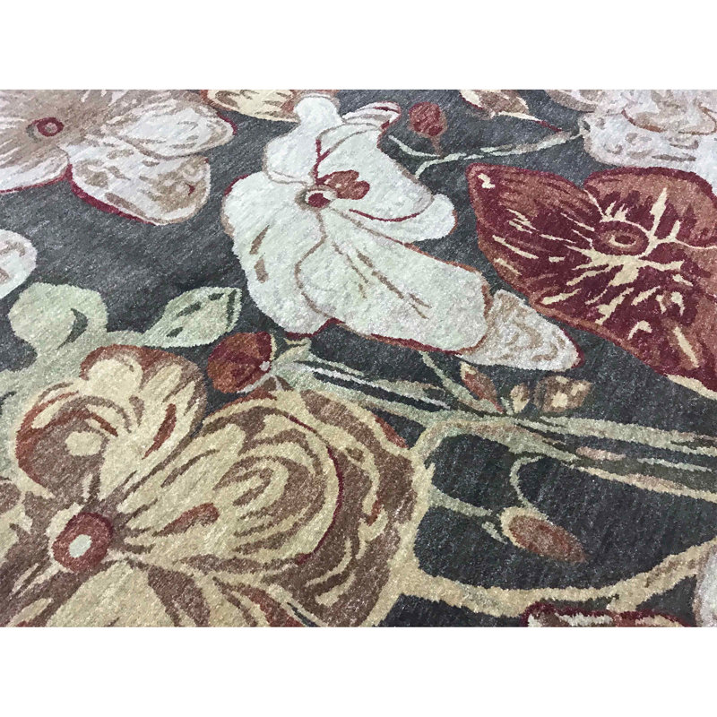 Tapis brun et brun de haute qualité noué à la main