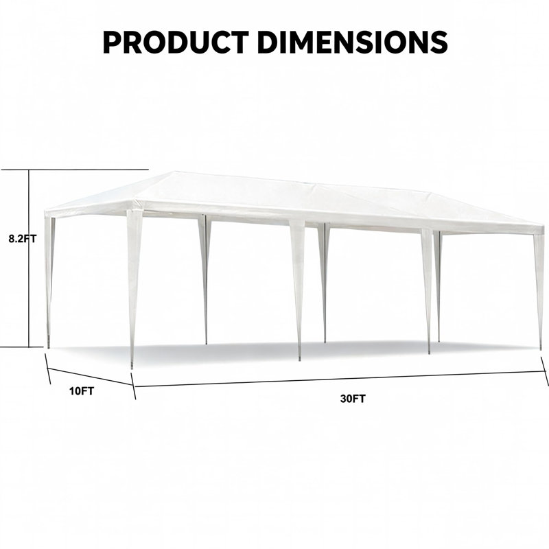 Outdoor Steel Frame Party Gazebo Canopy Tent, 3x6m / 3x9m Waterproof PE Shelter Fits 20-30 Guests for Wedding Backyard BBQ Events