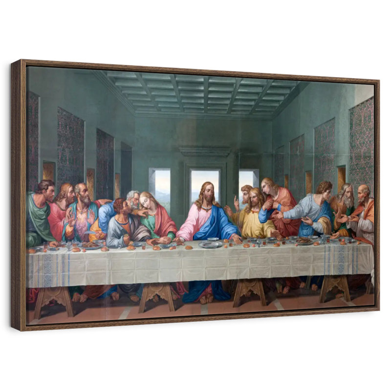 La Cène, 37 po x 25 po, Cadre flottant noyer