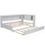 Lit de jour en bois avec tablettes de rangement, USB, DEL et lit gigogne-125082920