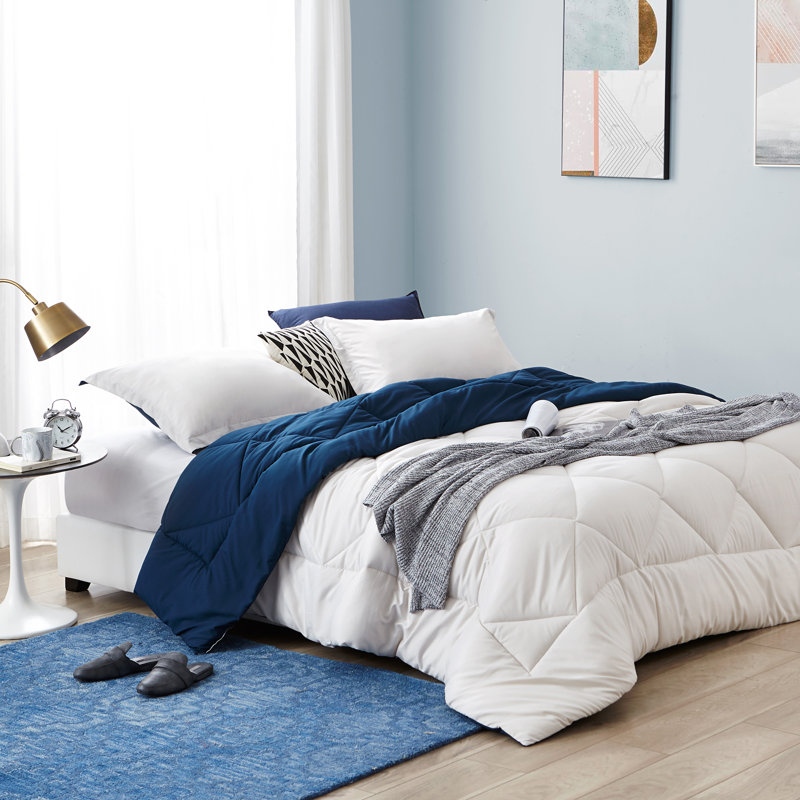 Geometric Shapes Comforter Set, Full Comforter + 2 Standard Shams, Jet Stream/Nightfall Navy
