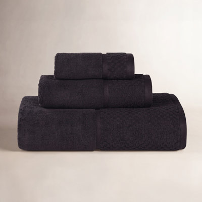 Lodie Cotton Plush Soft Absorbent Jacquard Solid 3 Piece Towel Set