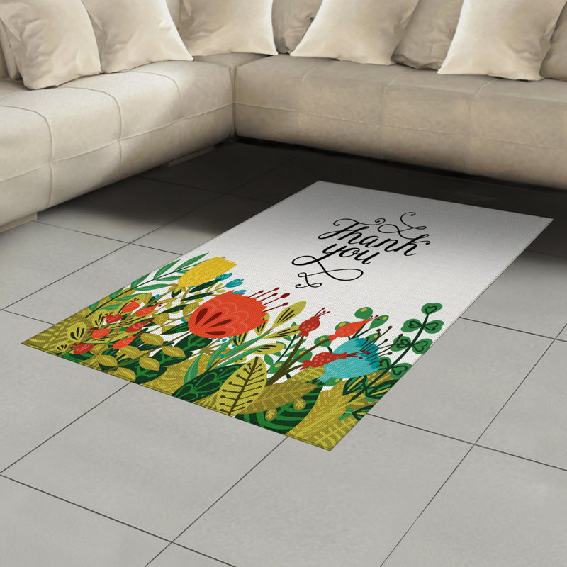 Tapis décoratif floral à haute densité en fibres de polyester, Rectangle— 4 pi x 5 pi 8 po
