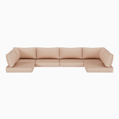 Ensemble de coussins modulaires d'extérieur 14 pièces, coussins de patio de remplacement en tissu résistant à l'eau et à la décoloration, coussins de siège antidérapants avec housses à fermeture à glissière pour meubles de patio