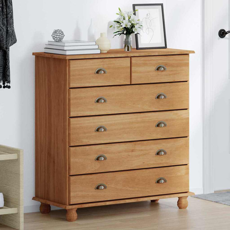  Chest Of Drawer Solid Pine Wood, Brown