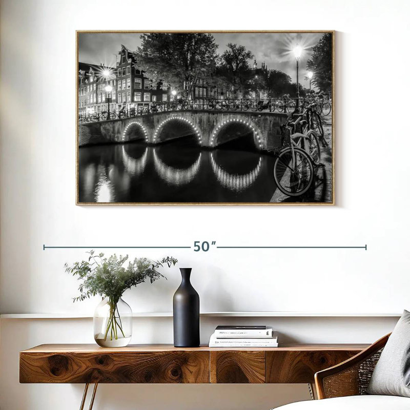 Vue moderne Amsterdam, Cadre flottant en bois naturel, 40 po x 27 po