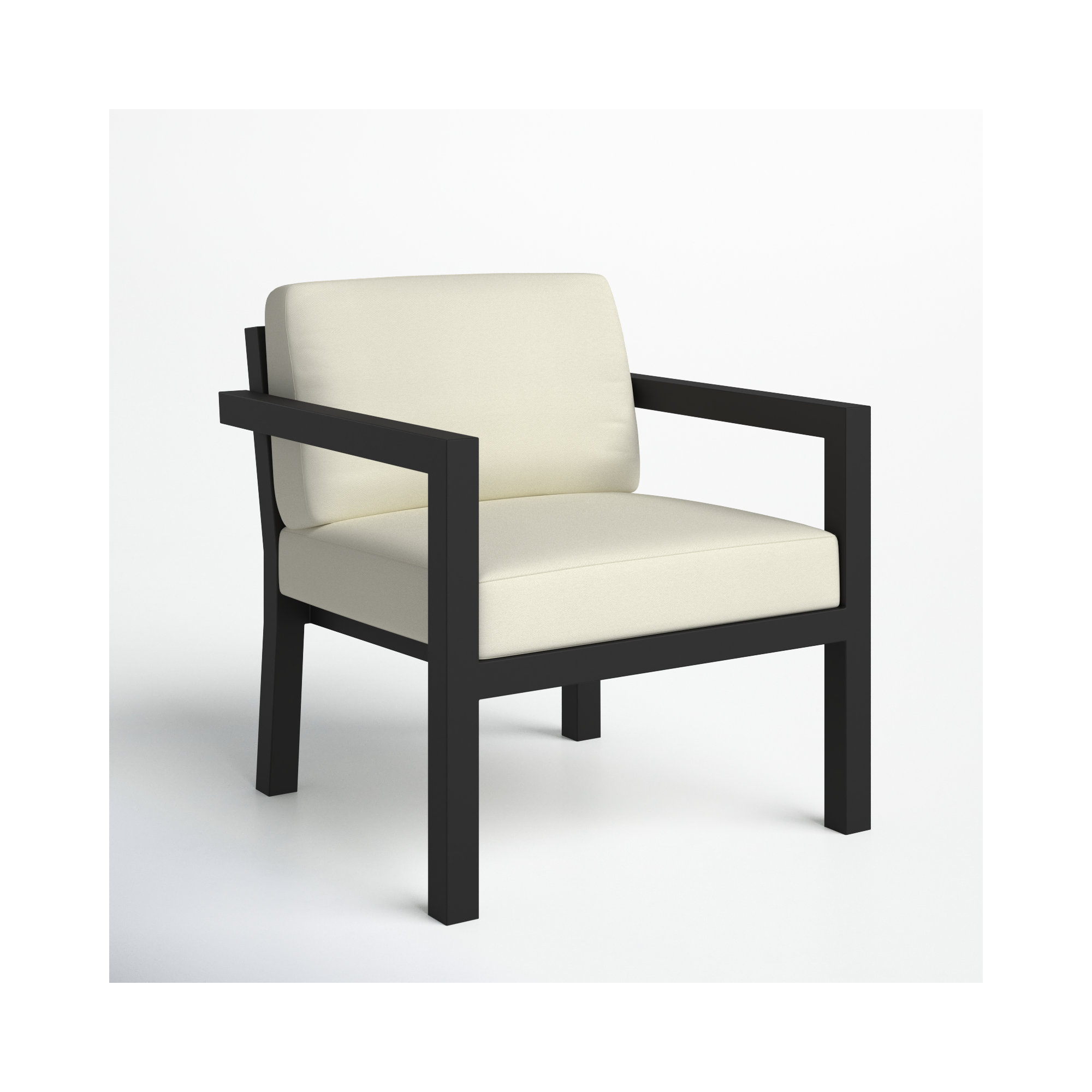 Vivant Patio Chair with Sunbrella Cushions, Canvas Natural Sunbrella® Canvas, Black
