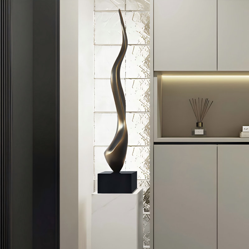 Sculpture abstraite moderne 40,16 ", Noir/bronze