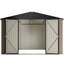Remise de rangement brune en métal 10 'X avec porte verrouillable et ventilation pour patio de jardin 10', porte, utilisation dans la cour-125662293