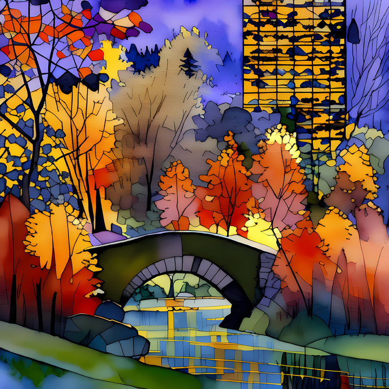 Central Park Bridge, 24" H x 24" W