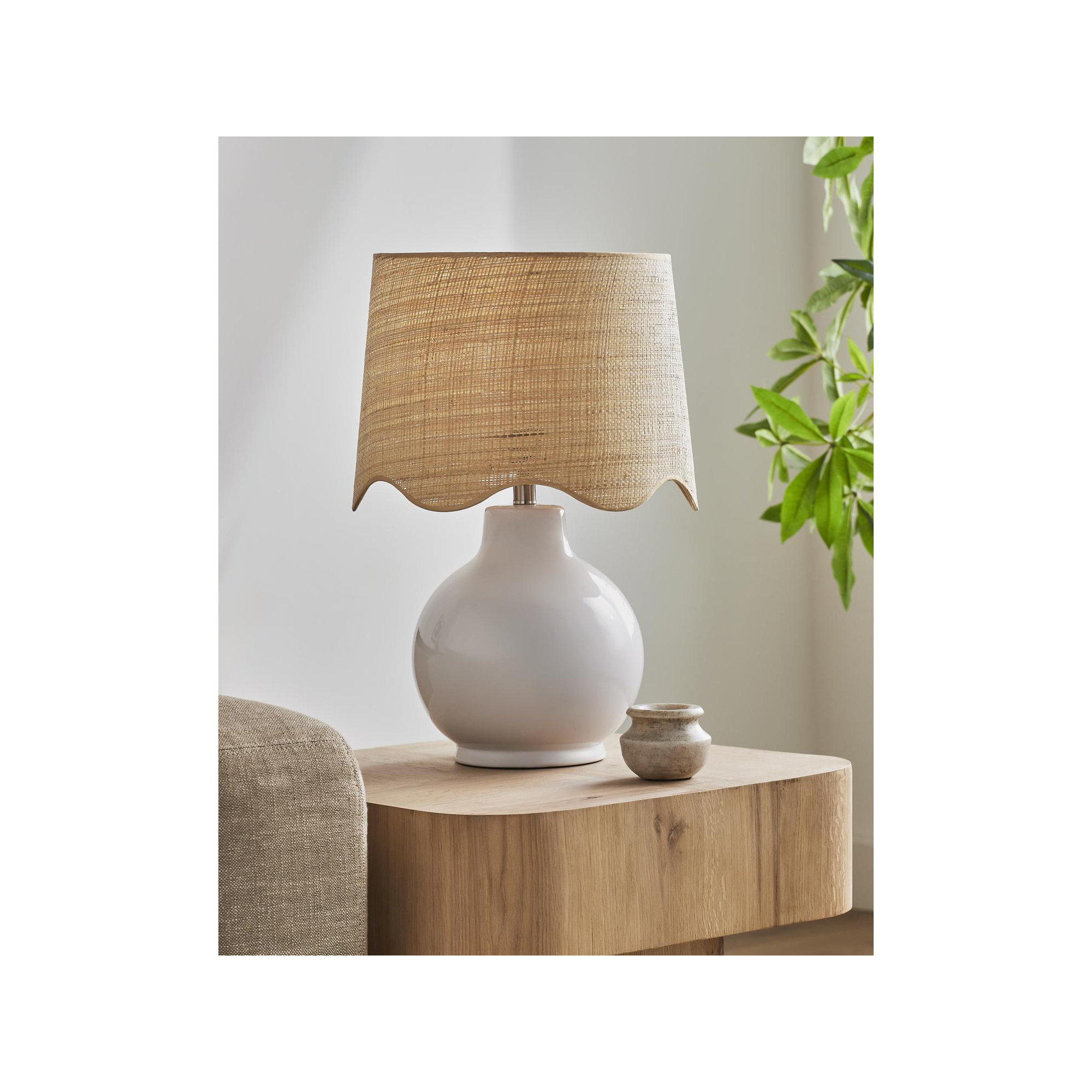 Maura Accent Table Lamp, Tan, 22"H x 15"W x 15"D, White