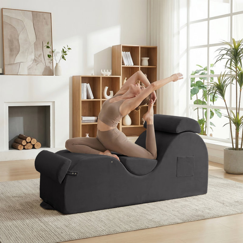 Chaise longue en velours S-Curve, gris foncé, Dark Grey