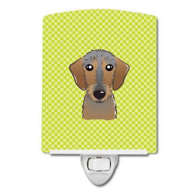 Checkerboard Wirehaired Dachshund Ceramic Night Light