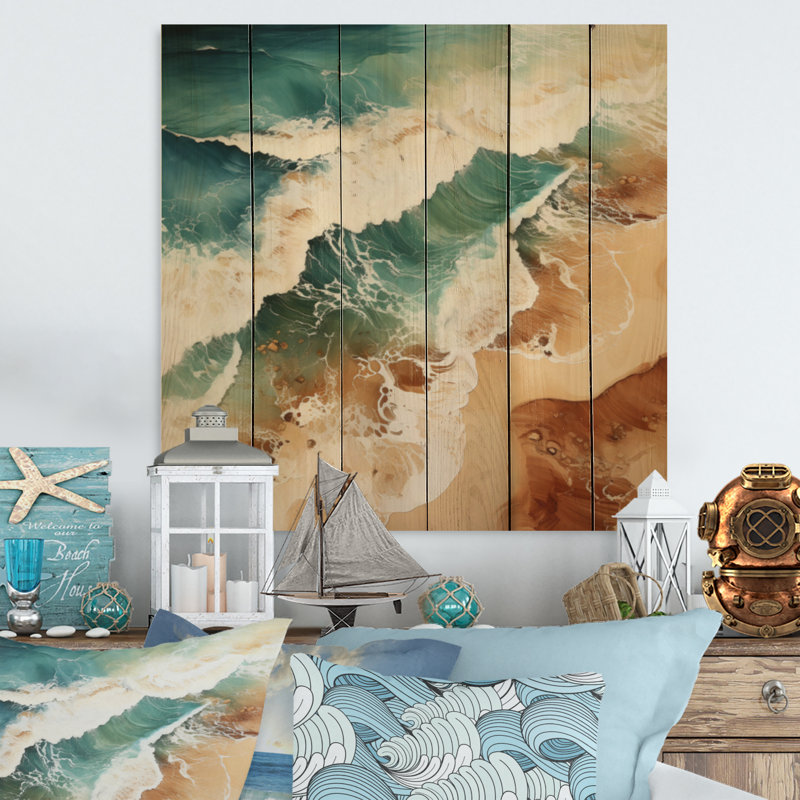 Vue aérienne de Jaydurga Beachside sur bois, H 15 po x l 15 po x P 0,78 po