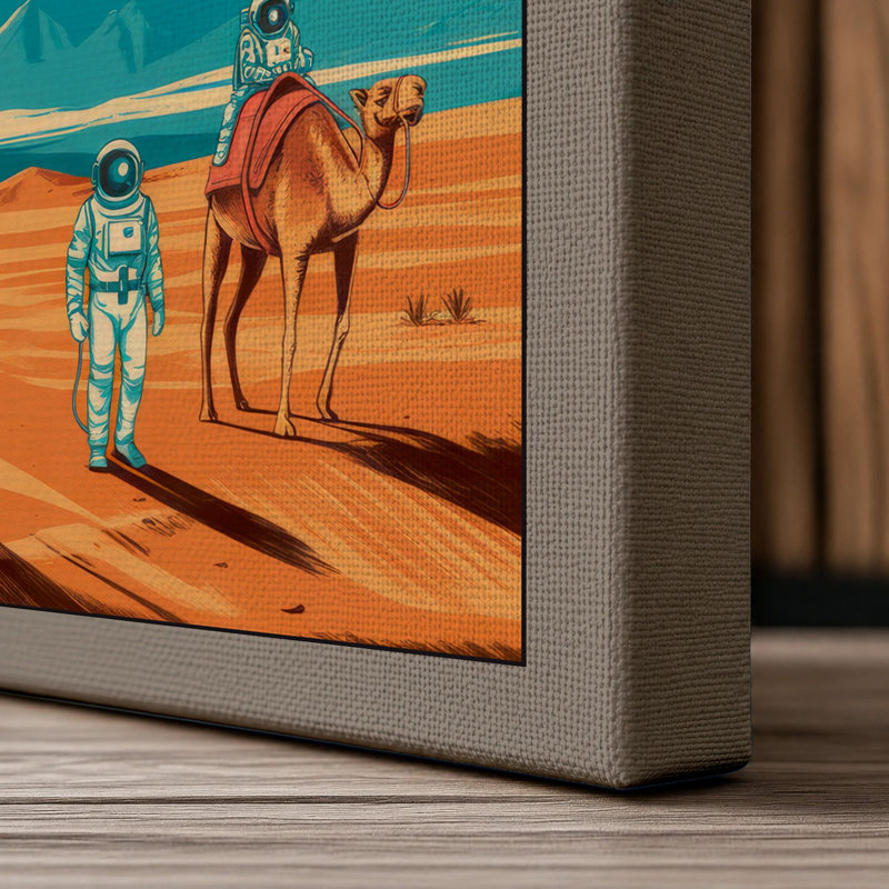 Desert Explorers Retro - Wrapped Canvas, 24x16 - 61.0 x 40.6 cm, Taupe Border