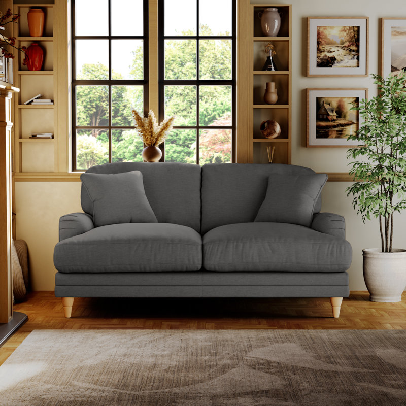 Adaku 2 Seater Sofa, Charcoal, Country Oak
