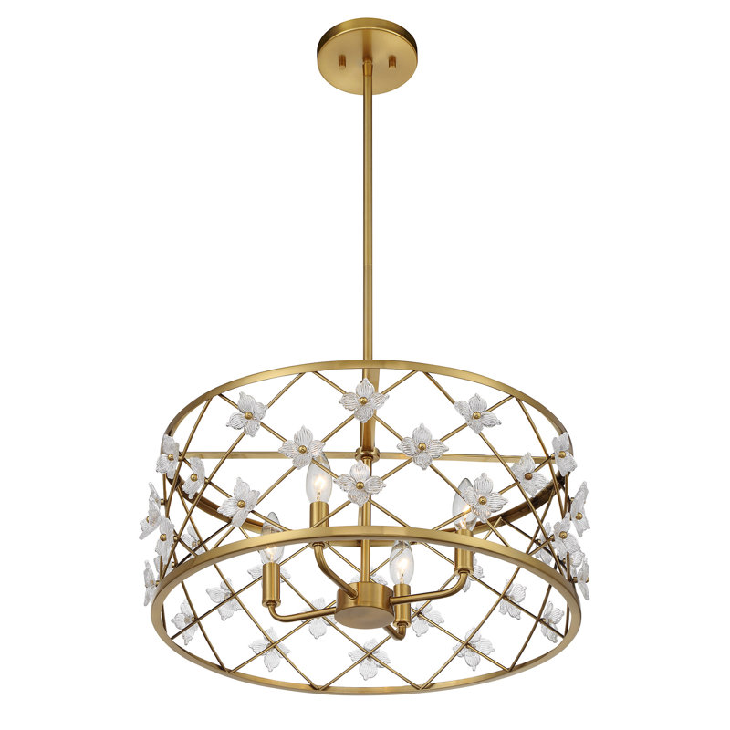  Bailey 4-Light Convertible Semi-Flush or Pendant in Warm Brass