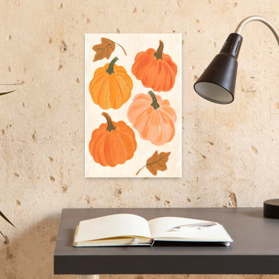 «Painted Autumn Pumpkins», impression d'art abstrait paysage rustique organique