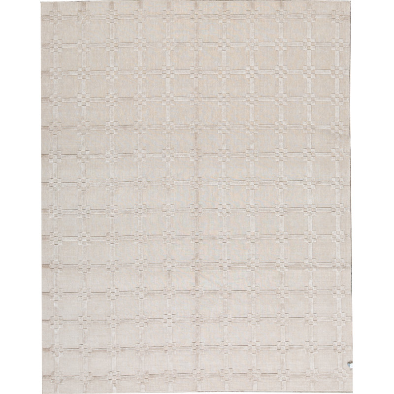 Cotton Geometric Area Rug in Beige