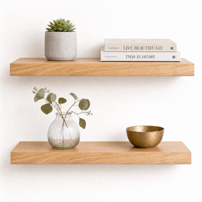 Desseray Set of 2 Reclaimed Elm Floating Shelves