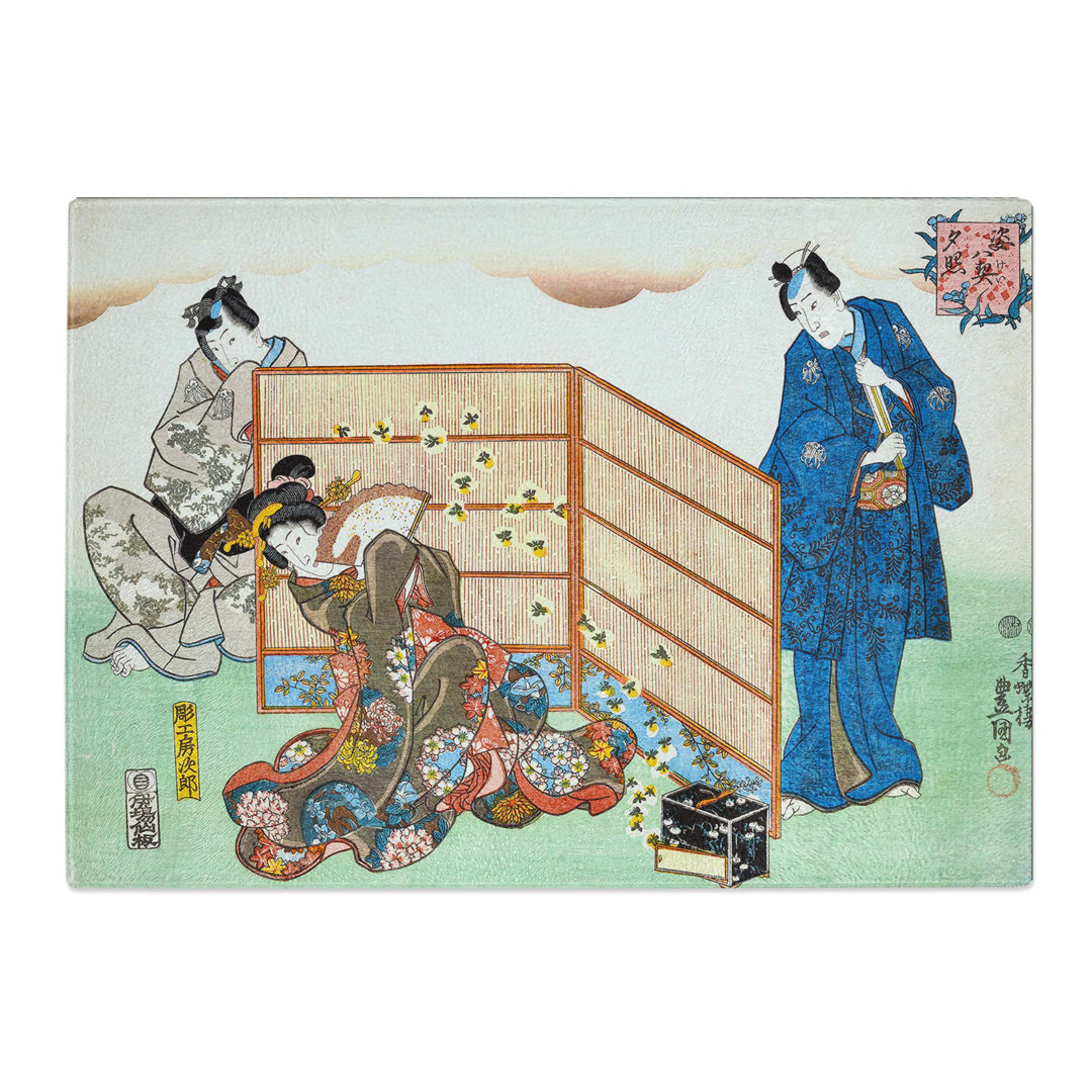 Tempered Glass Geisha Behind the Screen by Utagawa Kunisada Chopping Board