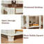 Ensemble de 2 tables de bout Farmhouse avec tablette de rangement à 2 niveaux, grande table d'appoint carrée avec 4 pieds carrés en bois massif, petite table basse de salon, blanc-50285955-48327488