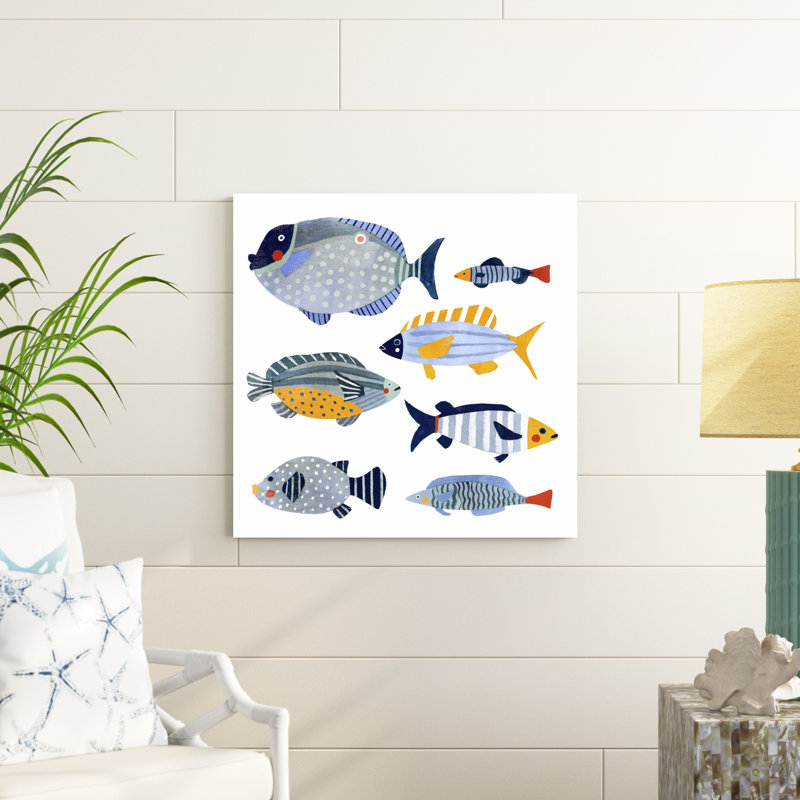 " Patterned Fish I " by Victoria Barnes Painting Print, 30" H x 30" W