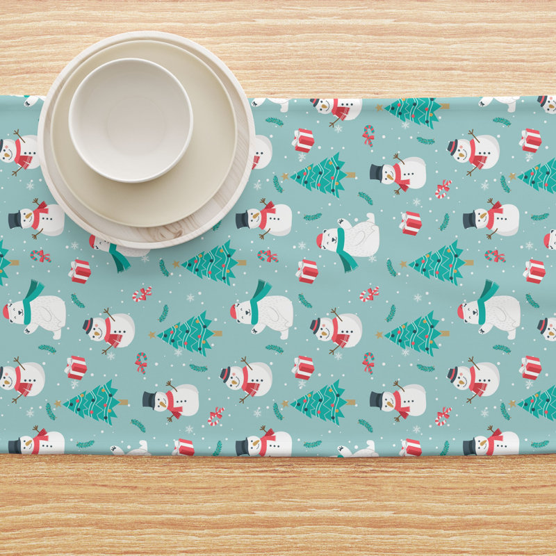Emmariah  Table Runner, 100% Cotton, Holiday Snowmen, 72" x 16"