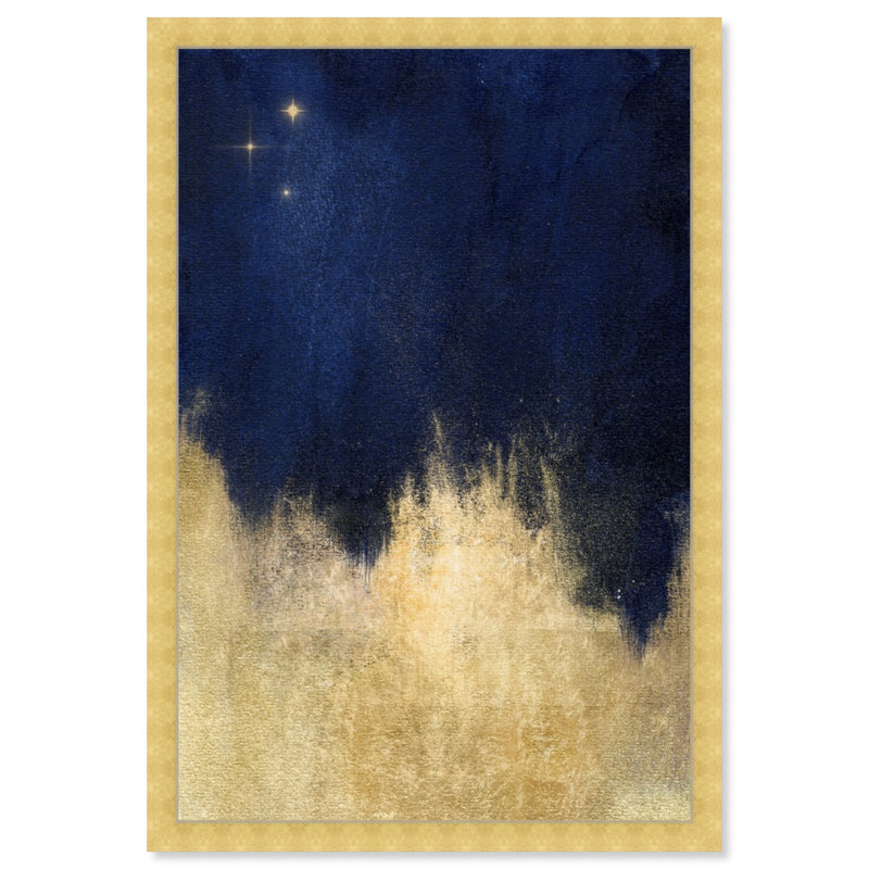 «Blue and Gold Shades» par Oliver Gal - impression, H 15 po x l 10 po, Cadre doré