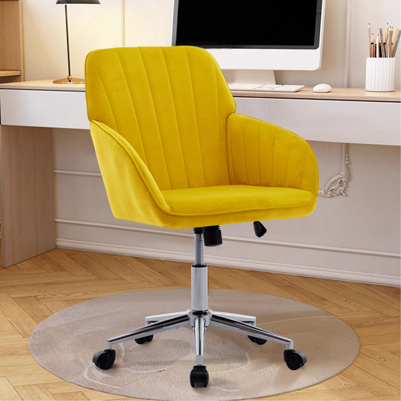 Chaise de bureau, Jaune vif, Argent argent