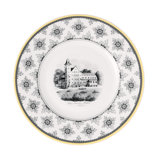 Villeroy & Boch Audun Maison Salad Plate, Premium Porcelain, Made in Germany, Dishwasher and Microwave Safe, 8.5 x .75 in, White/Gray/Yellow