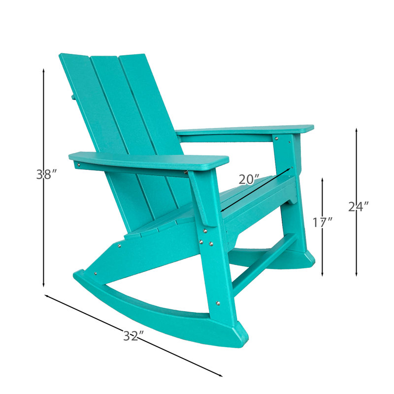 Shabaz Outdoor Rocking Plastic Chair, Blue