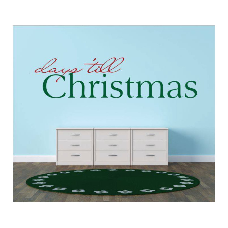 Décalcomanie murale jours’jusqu’à noël, Rouge / Vert, H 6 po x l 30 po x P 0,16 po