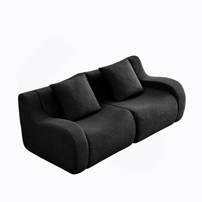 Soft Boneless Sofa With Teddy Fabric, Streamlined Design, Anti - Slip Feature, No Assembly, Ideal For Living Rooms And Bedrooms