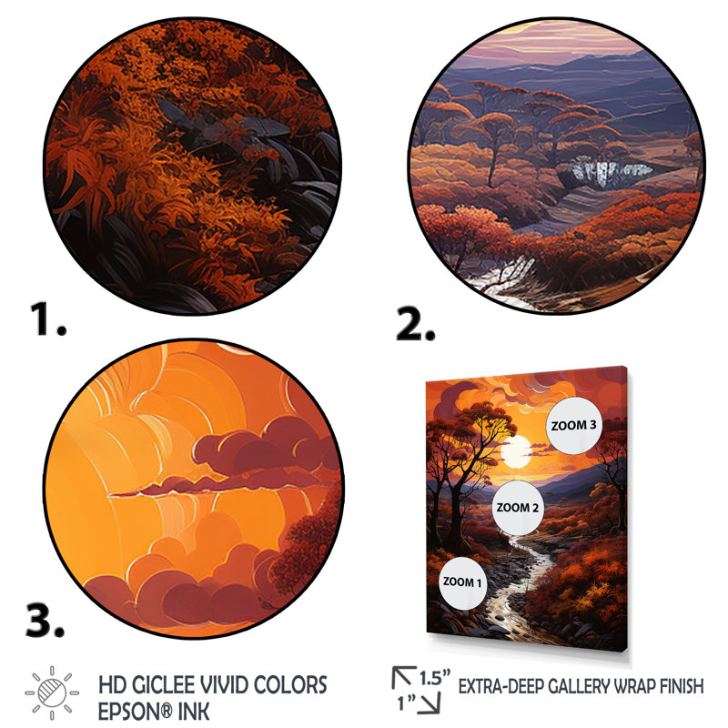 Bei Sunset Sunset Reverie Pastoral II sur toile, H 32 po x l 24 po x P 1 po, Cadre photo noir