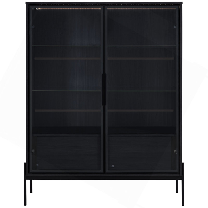 51.2'' Freestanding Display Cabinet, Pantry With 2 Storage Drawers And Glass Doors, Curio Cabinet With 4-Tier Adjustable Shelves And LED Light, For Living Room, Kitchen, Office