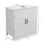 Cabinet de lavabo de salle de bain, meuble-lavabo piédestal avec tablette réglable, blanc (lavabo non inclus)