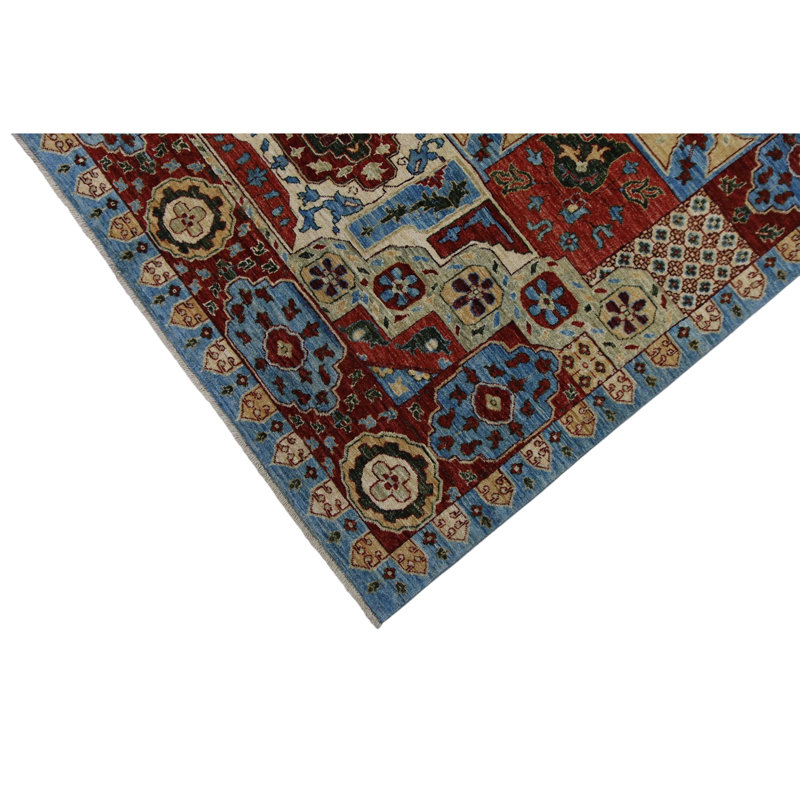 Hand Knotted Wool Area Rug in Blue