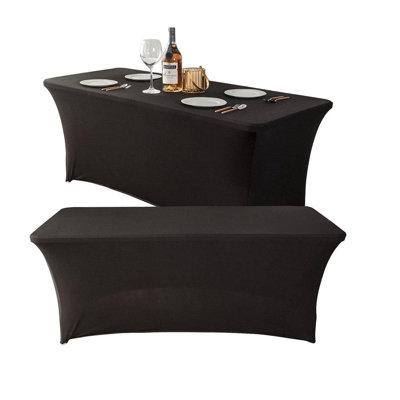 Spandex Table Cover For 4Ft, 6Ft, 8Ft Table Universal Fitted Stretch Tablecloth For Party, Banquet, Wedding And Events Folding Table