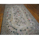 Ivory Antique Artistic American Folk Art Hooked Cotton Rug