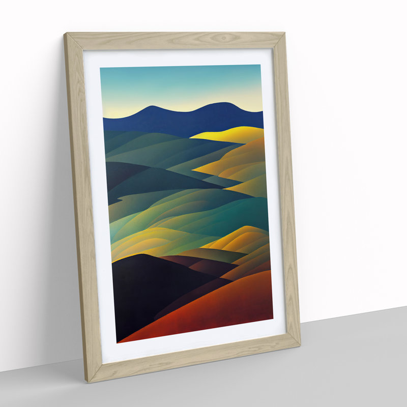 Abstract Meadow Landscape No.2 - Wall Art, 36cm H x 27cm W, Oak Framed Paper, White