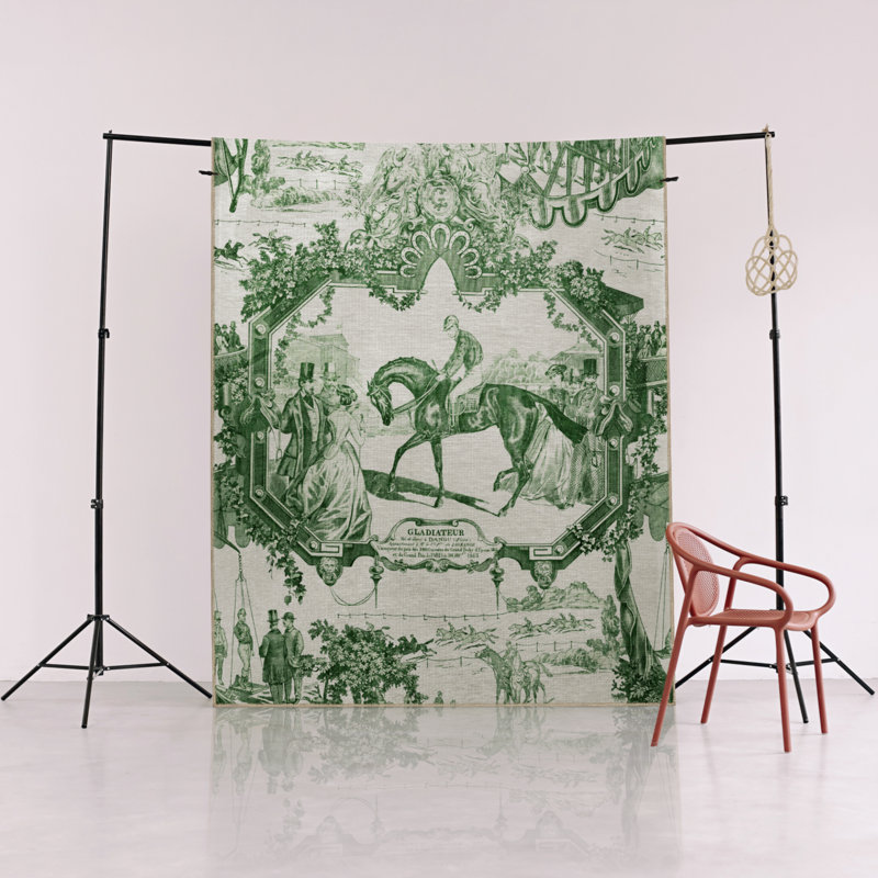 Tapis décoratif moderne à motif de cheval vert et vert, Tapis de couloir 3 pi 4 po x 9 pi 11 po