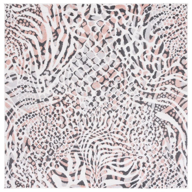 Ameyaa Performance Animal Print Rug, Square 6'7"